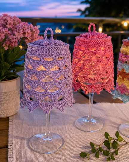 Crochet Pattern Lampshade for Wine Glass "Talira" Table Decor Lantern