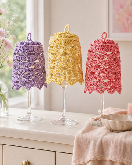 Crochet Pattern Lampshade for Wine Glass "Talira" Table Decor Lantern