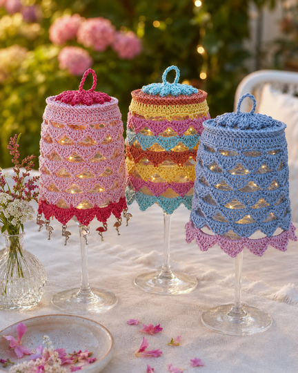 Crochet Pattern Lampshade for Wine Glass "Talira" Table Decor Lantern