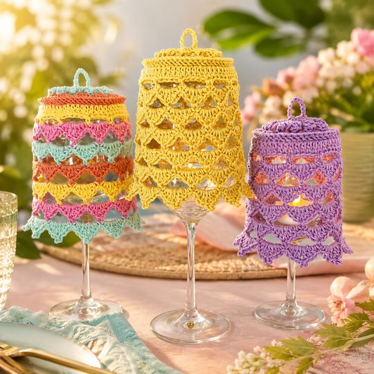 Crochet Pattern Lampshade for Wine Glass "Talira" Table Decor Lantern