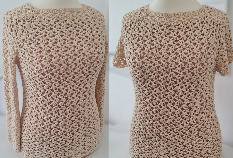 Pullover / Shirt "Wüstenwind" Häkelanleitung RVO jede Größe