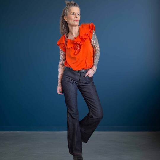 Schnittmuster Mid Waist Schlagjeans "Der geschlungene Pfad" Damen Gr.16-31