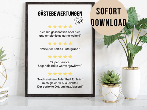 Poster Toilette Gästebewertungen Badezimmer Wandbild Download Digitale Date