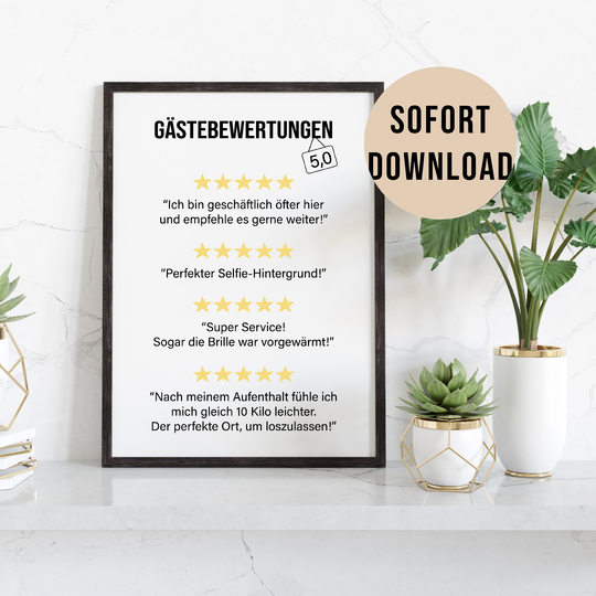 Poster Toilette Gästebewertungen Badezimmer Wandbild Download Digitale Date