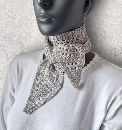 Strickanleitung Mini-Schal, Halstuch aus Baumwollgarn mit Lochmuster  #385