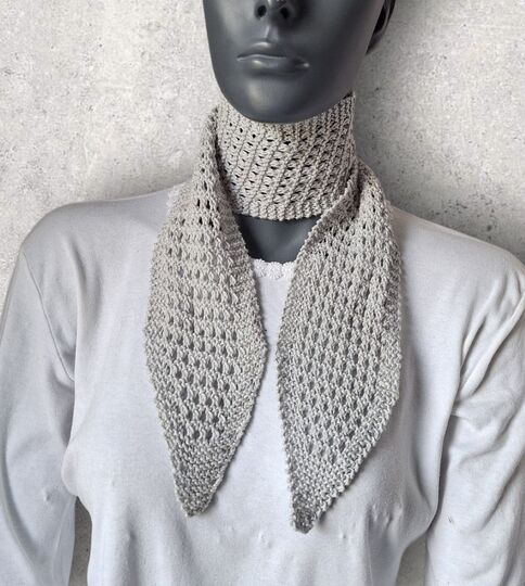 Strickanleitung Mini-Schal, Halstuch aus Baumwollgarn mit Lochmuster  #385