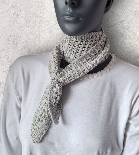 Strickanleitung Mini-Schal, Halstuch aus Baumwollgarn mit Lochmuster  #385