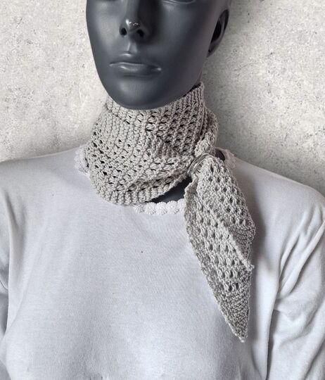 Strickanleitung Mini-Schal, Halstuch aus Baumwollgarn mit Lochmuster  #385