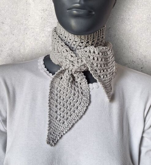 Strickanleitung Mini-Schal, Halstuch aus Baumwollgarn mit Lochmuster  #385
