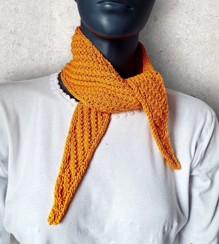 Strickanleitung Mini-Schal, Kurzschal aus Baumwollgarn, Halstuch  #386 - Bild 5
