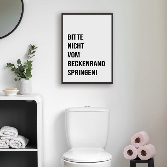 Poster Toilette Nicht vom Beckenrand springen Badezimmer Wandbild Download