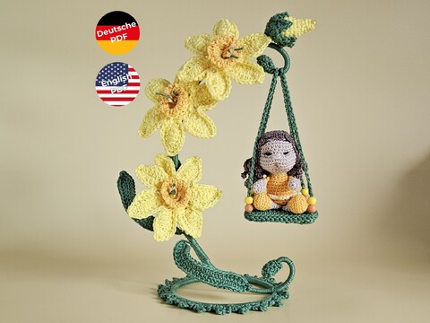 Nelly Narzisse Blumenkind Häkelanleitung PDF Frühlingsdeko Amigurumi