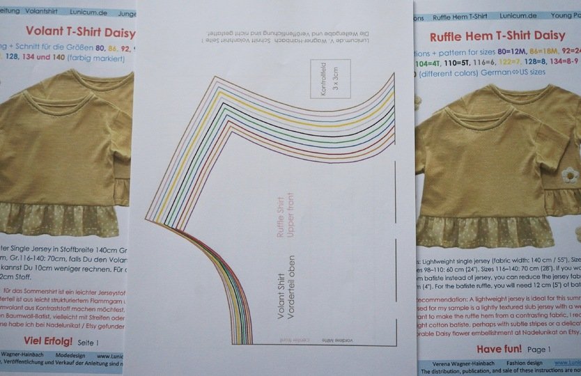 Instructions & Pattern Ruffle Hem T-Shirt Daisy, Sizes 80–140