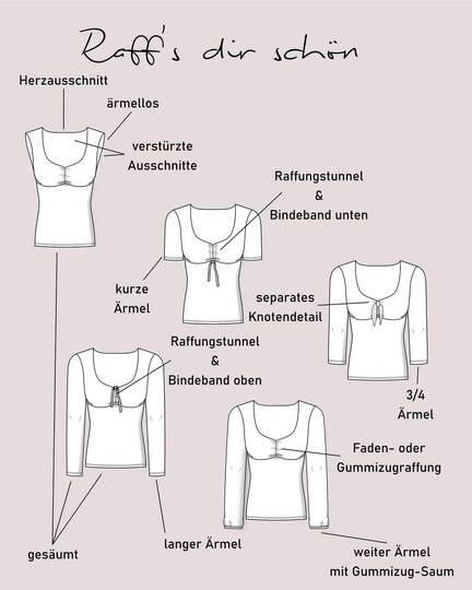 Schnittmuster Shirt/Top "Raff's dir schön" Gr. 32 - 62 Damen