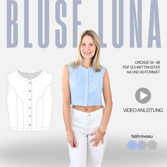 Schnittmuster Bluse LUNA | mit doppelter Wienernaht | Gr. 34–48 (PDF)