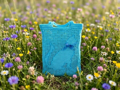 Crochet Pattern Filet Crochet Bag with Cat Motif – incl. 3 Motif Templates