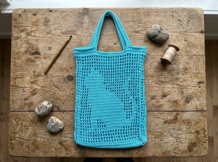 Häkelanleitung: Filethäkeltasche mit Katzenmotiv – inkl. 3 Motivvorlagen