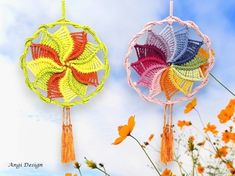 Häkelanleitung buntes Windrad, kleines Mandala