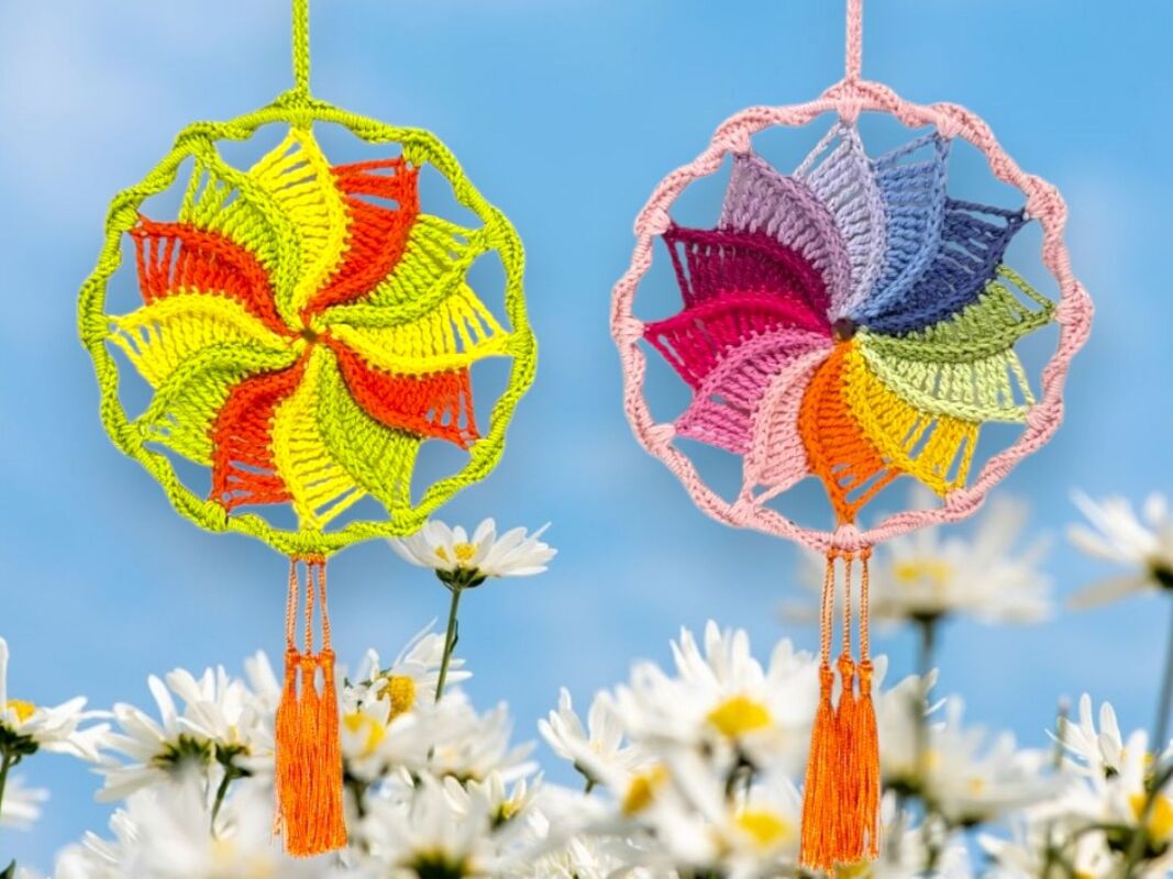 Häkelanleitung buntes Windrad, kleines Mandala, Blumenstecker - Bild 11