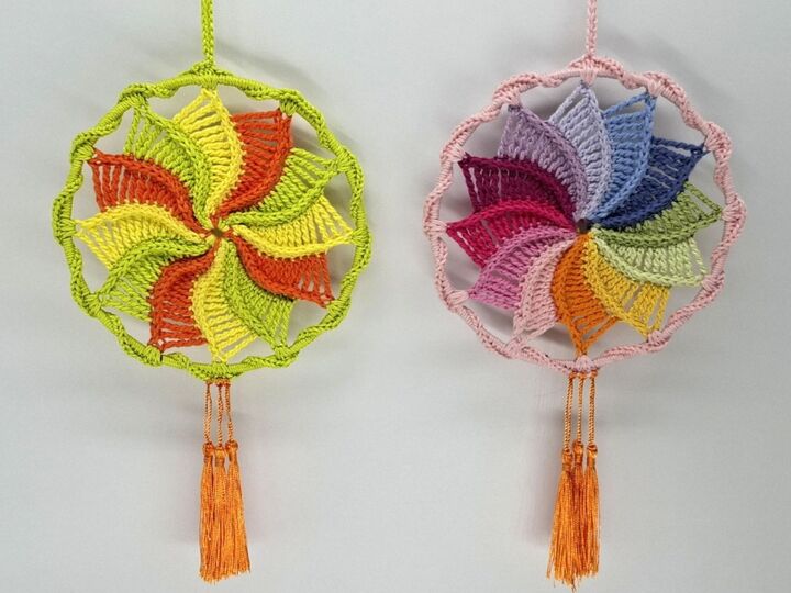 Häkelanleitung buntes Windrad, kleines Mandala
