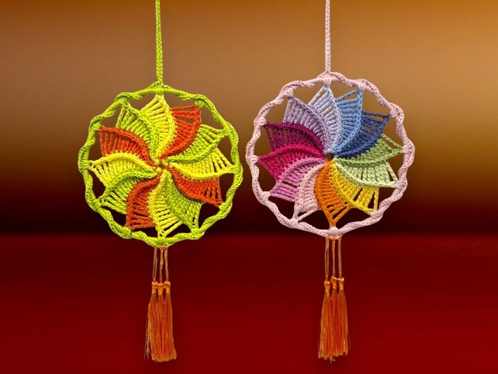 Häkelanleitung buntes Windrad, kleines Mandala