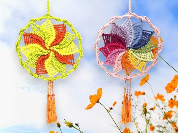 Häkelanleitung buntes Windrad, kleines Mandala