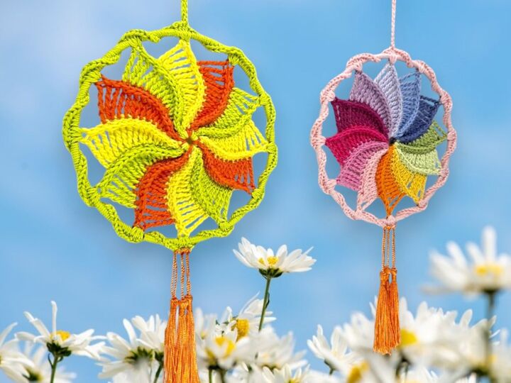 Häkelanleitung buntes Windrad, kleines Mandala