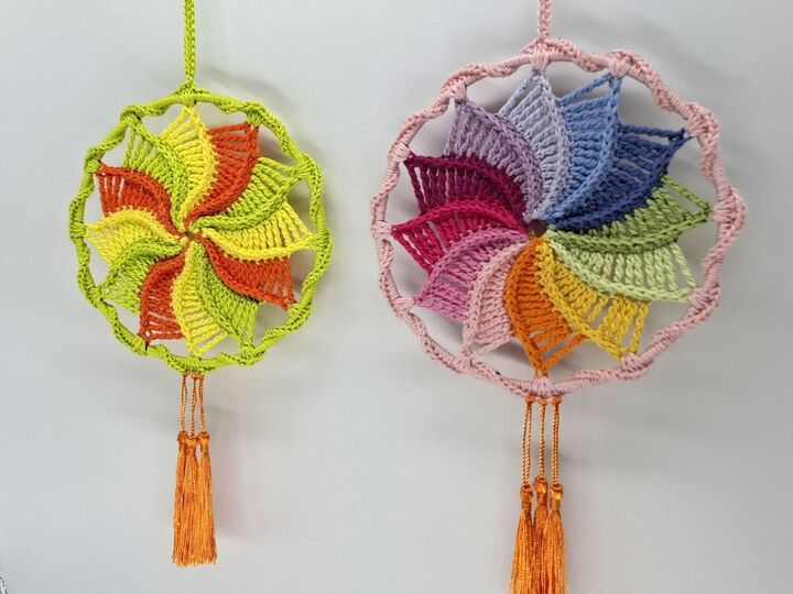 Häkelanleitung buntes Windrad, kleines Mandala