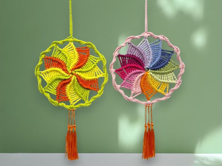 Häkelanleitung buntes Windrad, kleines Mandala
