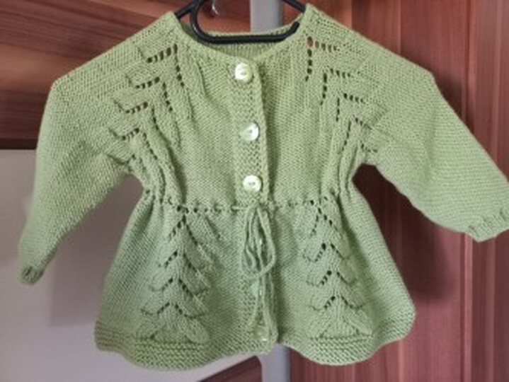 Strickanleitung Baby/Kinderjacke Gr. 62-140, RVO Reihe für Reihe, Maßskizze