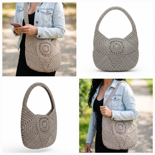 PDF Häkelanleitung Hexagon Tasche "Ramona" mit Mandala Granny Square