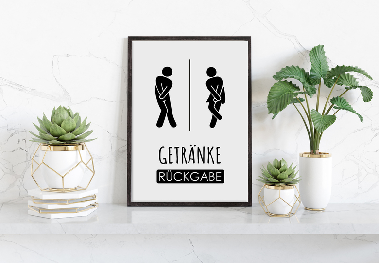Poster Toilette Getränkerückgabe Badezimmer Wandbild Download Digitale Date