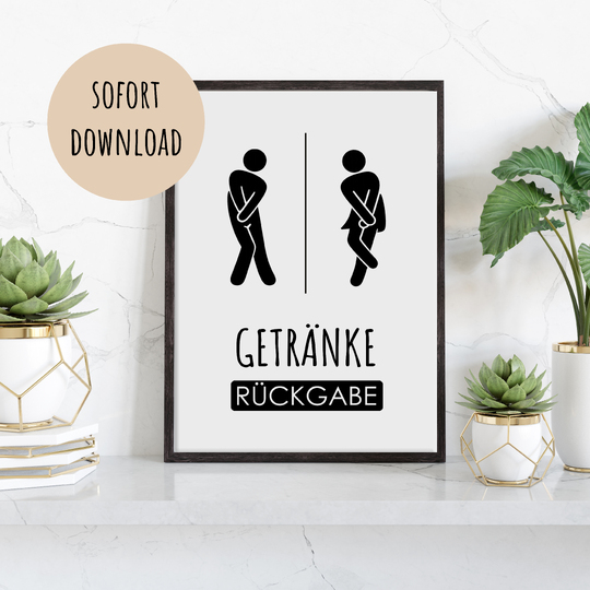 Poster Toilette Getränkerückgabe Badezimmer Wandbild Download Digitale Date