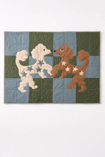 Pudel Quilt Schnittmuster mit Hunde Patchwork als Wandquilt/ Babydecke