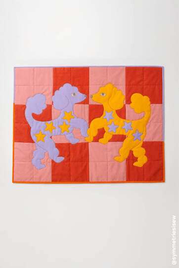 Pudel Quilt Schnittmuster mit Hunde Patchwork als Wandquilt/ Babydecke