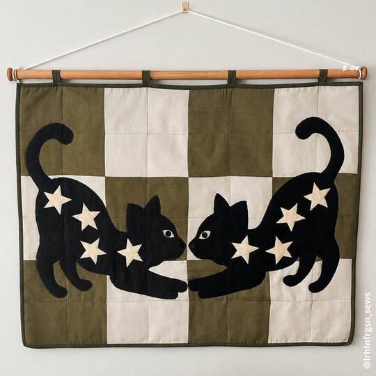 Katzen Quilt Schnittmuster Patchwork als Wandquilt/ Babydecke
