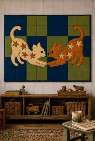Katzen Quilt Schnittmuster Patchwork als Wandquilt/ Babydecke