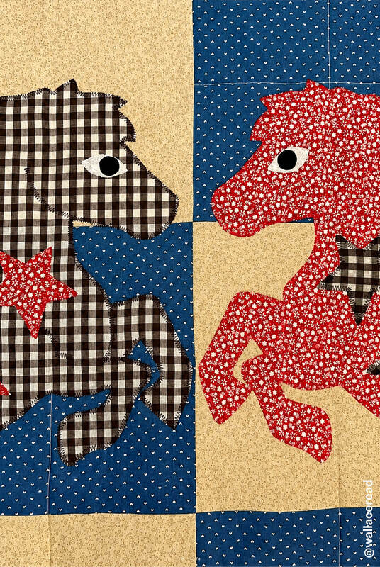 Cat Quilt Pattern with Patchwork Design for Baby Blanket or Wall Art