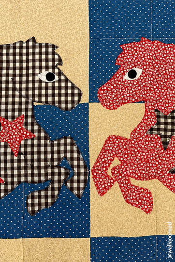 Cat Quilt Pattern with Patchwork Design for Baby Blanket or Wall Art