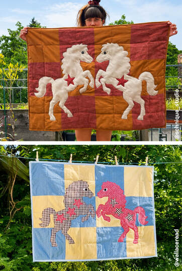 Cat Quilt Pattern with Patchwork Design for Baby Blanket or Wall Art