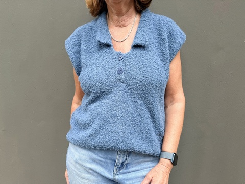 Strickanleitung Sommerpullover Mila mit V-Ausschnitt und Kragen