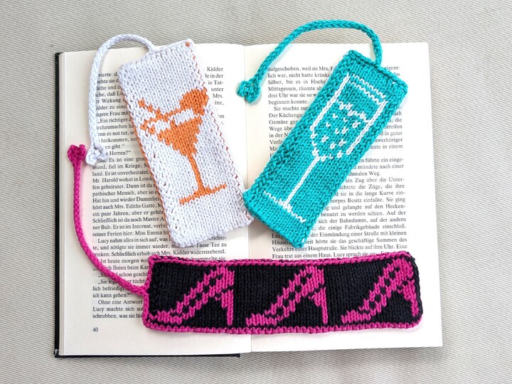 "Mädelsabend" - Lesezeichen / Untersetzer - Doubleface Strickanleitung