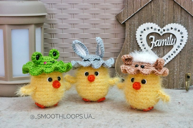 Cute Easter Chicks with Bunny, Frog & Sheep Hats – Crochet Pattern PDF
