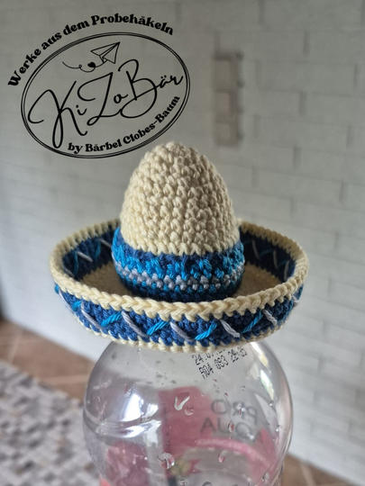 Flaschenhut Sombrero - Häkelanleitung für einen dekorativen Flaschenhut