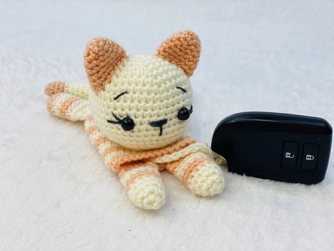 Crochet Kitten Key Case Pattern, Cat Key Cover Keychain