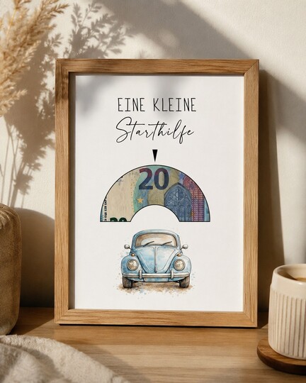 Geldgeschenk zum Führerschein – Download-Poster bestandene Fahrprüfung