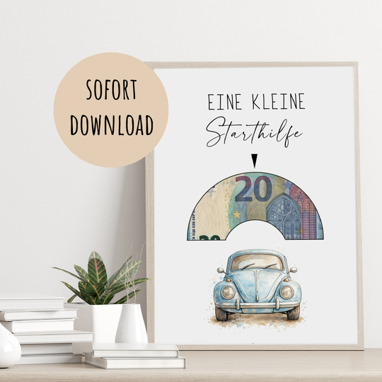 Geldgeschenk zum Führerschein – Download-Poster bestandene Fahrprüfung