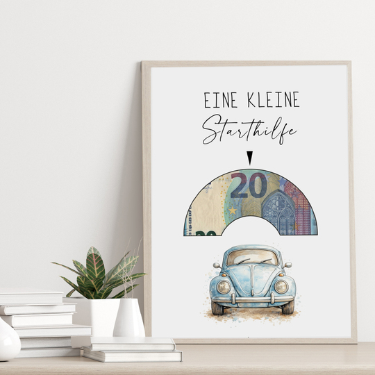 Geldgeschenk zum Führerschein – Download-Poster bestandene Fahrprüfung
