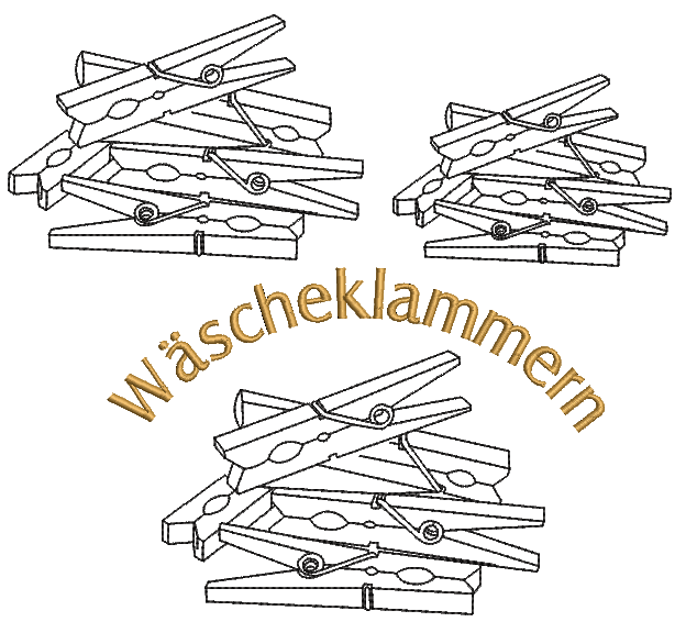 Stickdatei Klammern Wäscheklammern Redwork Konturstich - Bild 3
