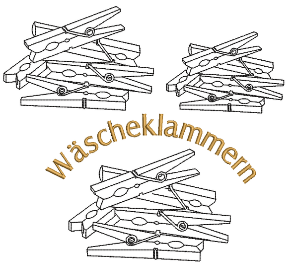 Stickdatei Klammern Wäscheklammern Redwork Konturstich